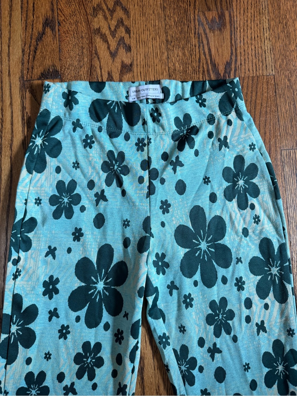Urban Outfitters Y2K Inspired Floral Flare Pants Aqua Blue Green Size S - Picture 5 of 14